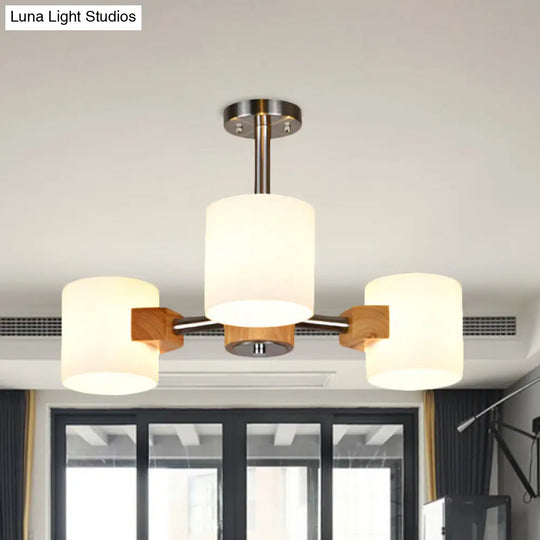 Modern Chrome Semi Flush Ceiling Lamp With White Glass - 2/3 Lights Living Room Lighting