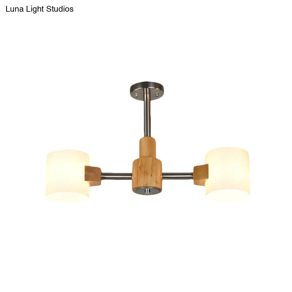 Modern Chrome Semi Flush Ceiling Lamp With White Glass - 2/3 Lights Living Room Lighting