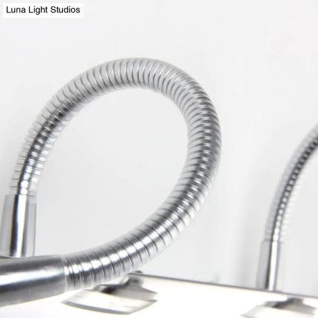 Modern Chrome Swoop Arm Led Vanity Wall Sconce With Seedy Crystal For Stylish Bath Decor