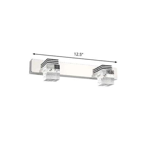 Modern Chrome Vanity Light Fixture With Clear Crystal Accents - 2/3 Bulbs Warm/White