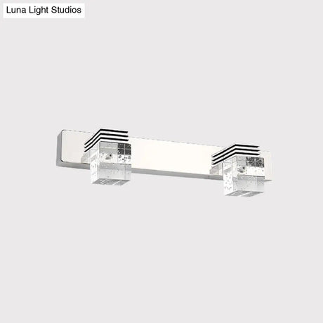 Modern Chrome Vanity Light Fixture With Clear Crystal Accents - 2/3 Bulbs Warm/White