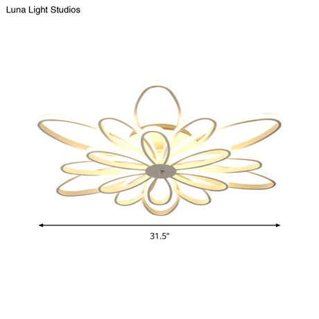Modern Chrysanths Ceiling Led Light Fixture For Living Room In Warm Or White Sizes 23.5’ - 41