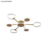 Modern Circle Semi Flush Acrylic Led Ceiling Light In Gold - 31.5’/39’ 7/9 Heads Warm/White For