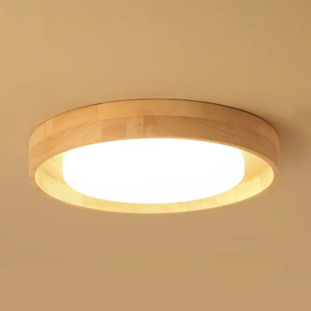 Modern Circle Semi Flush Mount Light Fixture - Stylish Acrylic Ceiling For Bedrooms Wood / 14.5’