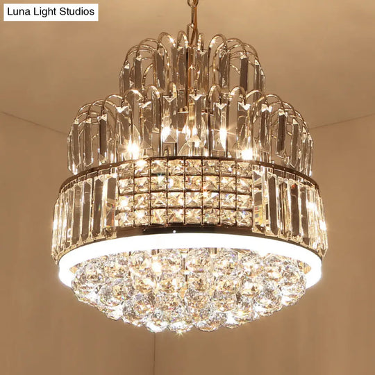 Modern Circular Crystal Ball Chandelier - 11-Light Gold Pendant Lighting For Dining Room