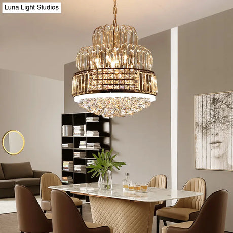 Modern Circular Chandelier - Crystal Ball Pendant With 11 Lights Gold Finish Ideal For Dining Room