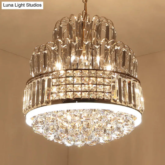 Modern Circular Chandelier - Crystal Ball Pendant With 11 Lights Gold Finish Ideal For Dining Room