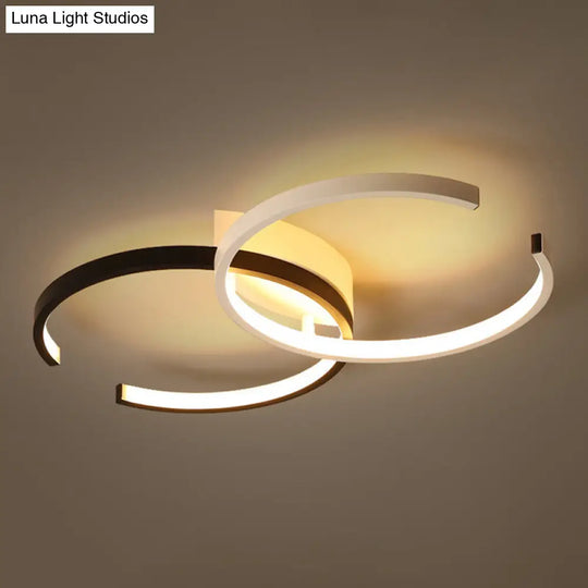 Modern Circular Led Flush Mount Acrylic Ceiling Light In Black & White For Bedrooms Black-White /