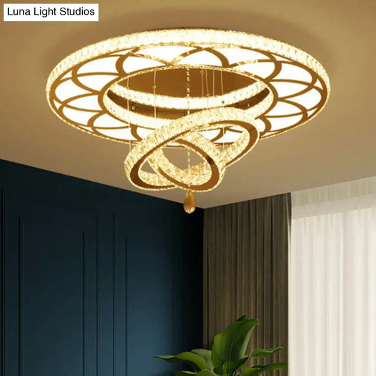 Modern Circular LED Flushmount with Clear Crystal for Living Room Ceiling -  Luna Light Studios