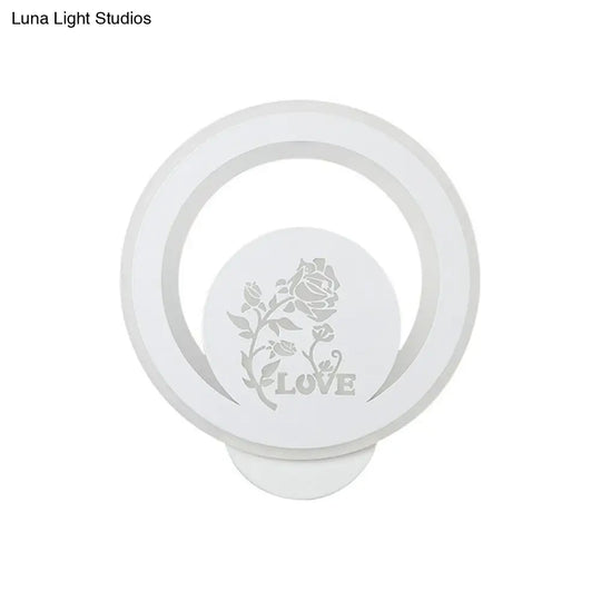 Modern Circular Sconce Lighting: Acrylic Led Wall Light Fixture In White For Living Room