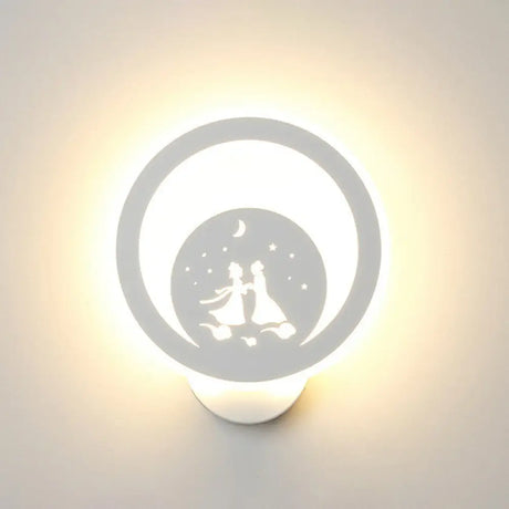 Modern Circular Sconce Lighting: Acrylic Led Wall Light Fixture In White For Living Room / C