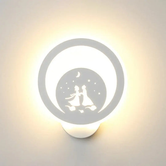 Modern Circular Sconce Lighting: Acrylic Led Wall Light Fixture In White For Living Room / C