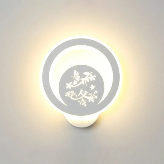 Modern Circular Sconce Lighting: Acrylic Led Wall Light Fixture In White For Living Room / J