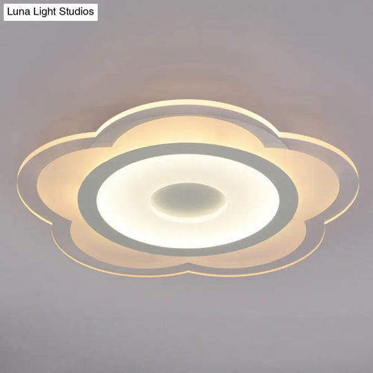 Modern Clear Acrylic Floral Led Flushmount Ceiling Light For Living Rooms