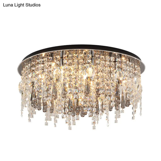 Modern Clear Crystal 12-Head Flush Mount Ceiling Fixture