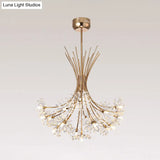 Modern Clear Crystal Beaded Chandelier With Bouquet Design - Black/Chrome 13/19 Lights Hanging Lamp