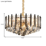 Modern Clear Crystal Chandelier with 12 Tapered Heads and Triangular Drops Black Tubes Clear
