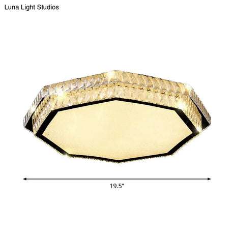 Modern Clear Crystal Flower/Octagon Led Flushmount Ceiling Lamp Minimalistic Stainless-Steel Design