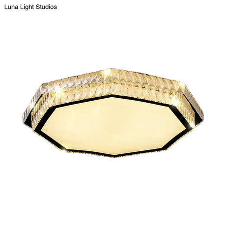 Modern Clear Crystal Flower/Octagon Led Flushmount Ceiling Lamp Minimalistic Stainless-Steel Design