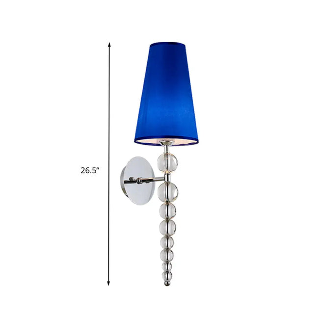 Modern Clear Crystal Glass Cone Wall Sconce Light 1 Head Blue Lighting Fixture 19/26.5 Tall