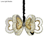 Modern Clear Crystal Heart Chandelier - Led Down Lighting Stainless-Steel Warm/White Light Ideal