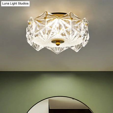 Modern Clear Crystal Led Hexagon Ceiling Light For Living Room