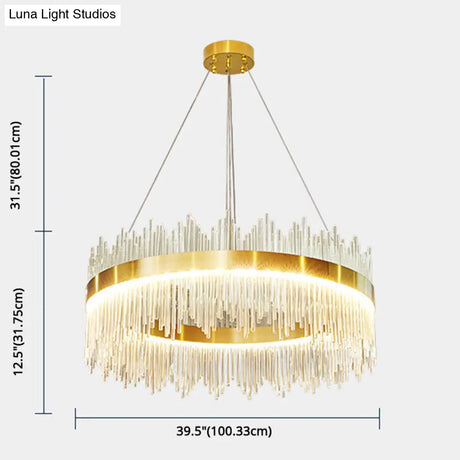 Modern Clear Crystal Pendant Led Suspension Lamp For Dining Table