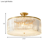 Modern Clear Crystal Semi Flush Ceiling Light With Gold Finish - Ideal For Living Room 4/5/6 Bulbs