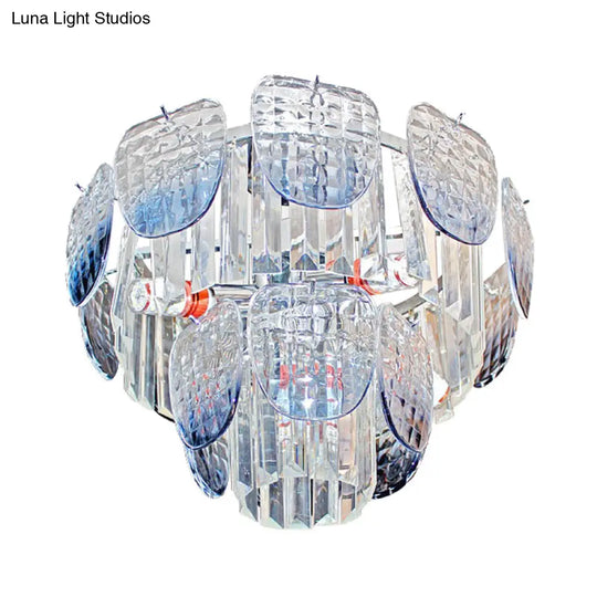Faceted Crystal Hanging Light Kit - Modern 5/10 Blue Pendant Chandelier