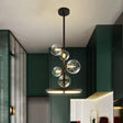 Modern Clear Glass Bubble Chandelier 5 Light Black Pendant Light with Loop Bottom Black / Small