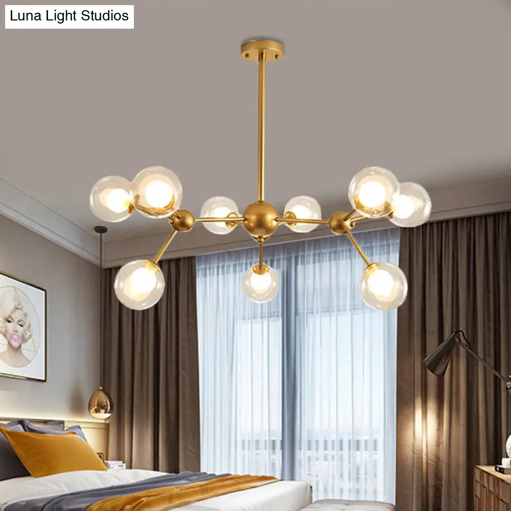 Modern Clear Glass Bubble Chandelier With Starburst Design - 9/12/15 Lights Hanging Light Fixture