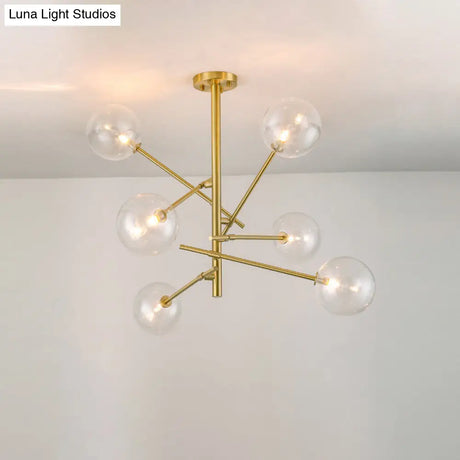 Modern Clear Glass Gold Bubble Pendulum Light Chandelier for Dining Room
