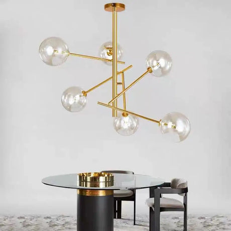 Modern Clear Glass Gold Bubble Pendulum Light Chandelier for Dining Room 6 / Gold