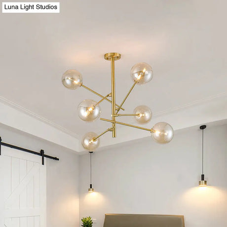 Modern Clear Glass Gold Bubble Pendulum Light Chandelier for Dining Room