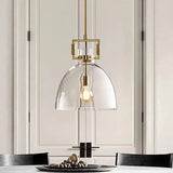 Modern Clear Glass Hanging Light - Sleek Suspension Lamp For Dining Room / Dome