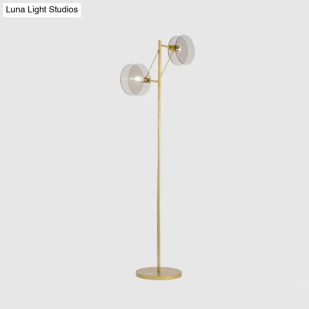 Modern Clear Glass Led Floor Reading Lamp With Gold Stand For Living Room