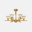 Modern Clear Glass Pendant Chandelier With Brass Flower-Like Design - 6/8/12 Heads For Living Room