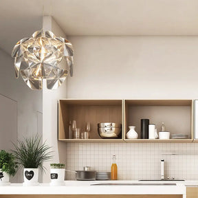 Modern Clear Glass Round Pendant Light - 1 Head Wide Ceiling Hanging 22’/25.5’ Size / 22’