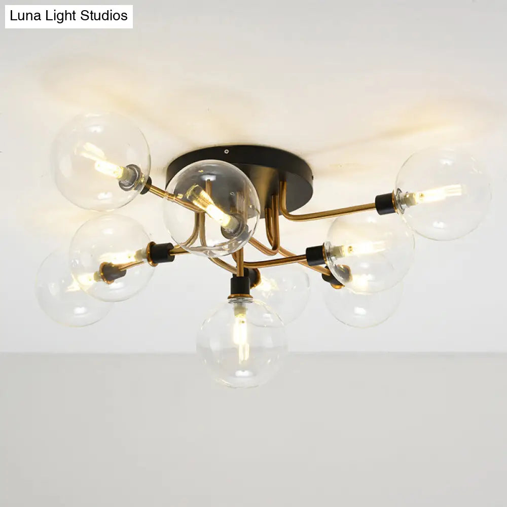 Modern Clear Glass Semi-Flush Ceiling Light - Stylish Flush Mount Fixture For Dining Room