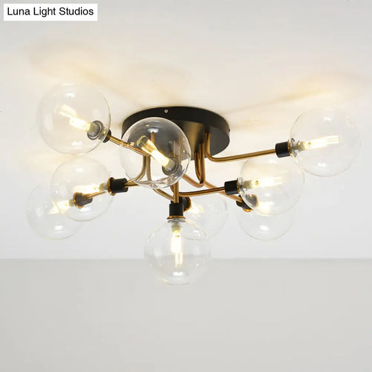 Modern Clear Glass Semi-Flush Ceiling Light - Stylish Flush Mount Fixture For Dining Room