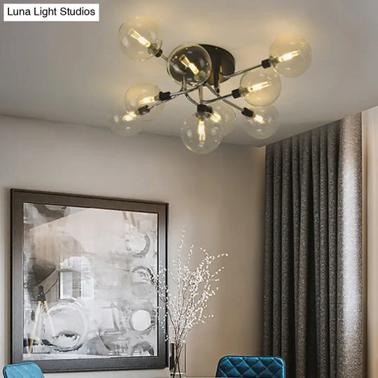Modern Clear Glass Semi-Flush Ceiling Light - Stylish Flush Mount Fixture For Dining Room