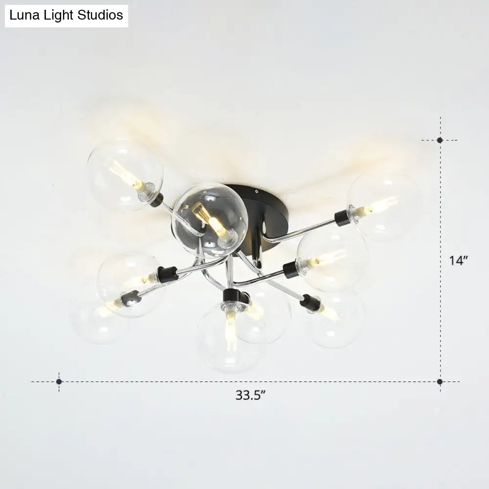 Modern Clear Glass Semi - Flush Ceiling Light - Stylish Flush Mount Fixture For Dining Room 9 /