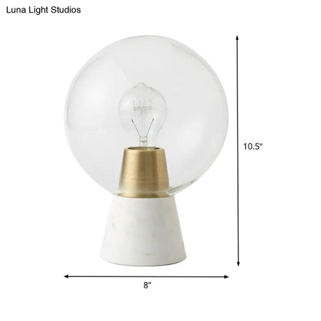 Modern Clear Glass Sphere Reading Light In White With 1 Bulb