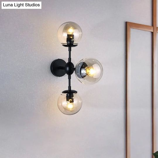 Modern Clear Glass Wall Sconce With Round Shade - Stylish Living Room Lighting Fixture