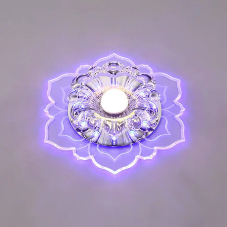 Modern Clear Led Flush Ceiling Light For Foyer - Blossom Shade Crystal / Blue