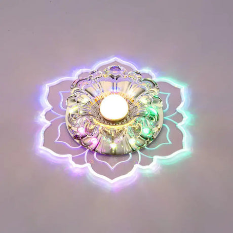 Modern Clear Led Flush Ceiling Light For Foyer - Blossom Shade Crystal / Multi Color