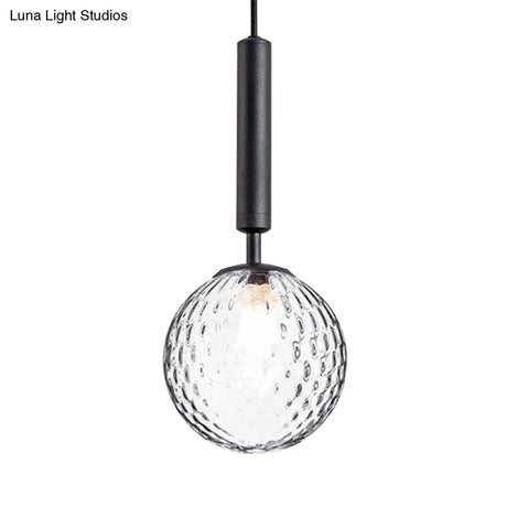 Modern Clear Prism Glass Pendant Light - 1 Head Hanging Lamp In Black/Brass