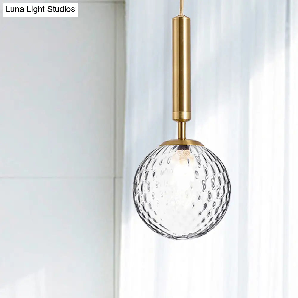 Modern Clear Prism Glass Pendant Light - 1 Head Hanging Lamp In Black/Brass