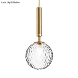 Modern Clear Prism Glass Pendant Light - 1 Head Hanging Lamp In Black/Brass