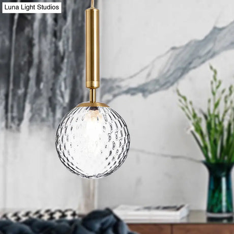Modern Clear Prism Glass Pendant Light - 1 Head Hanging Lamp In Black/Brass